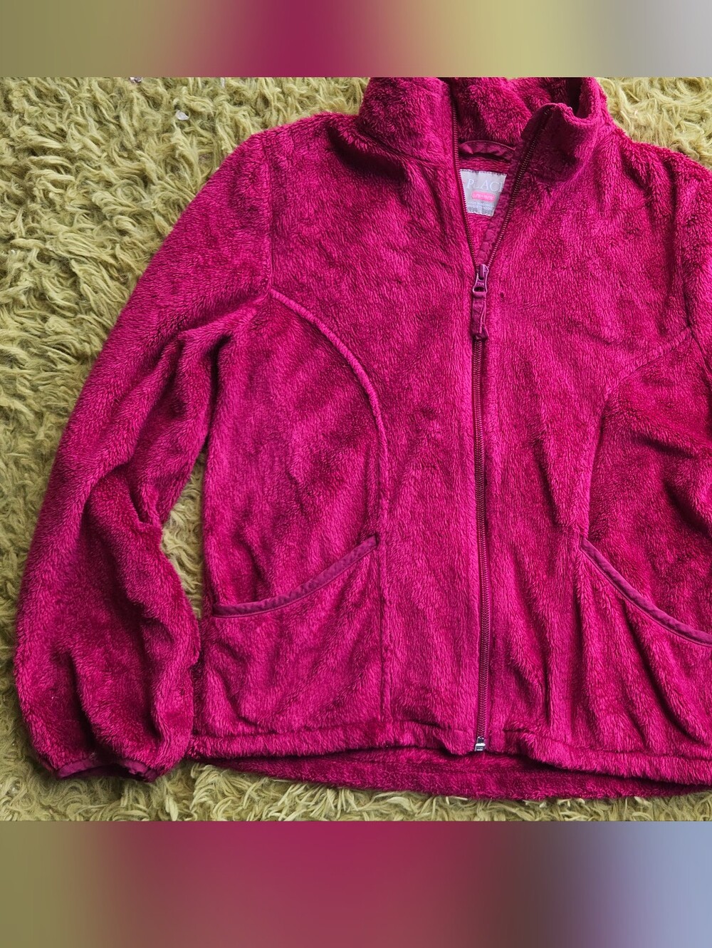 The Children's Place Plush Full-Zip Jacket in Deep Magenta